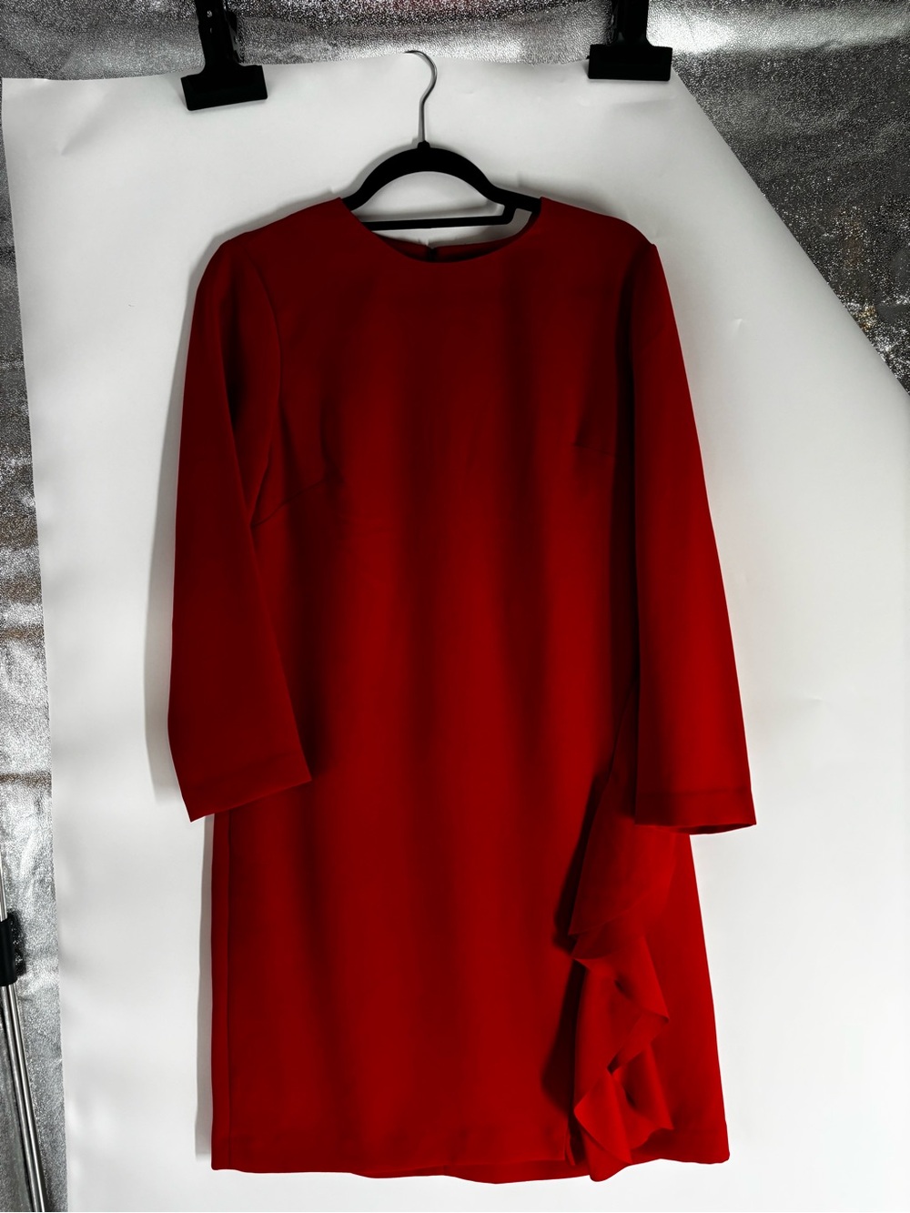 NWT Red Chiffon Style Ruffle Dress Banana Republic - Picture 5 of 7